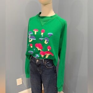 Modest Mouse Green Cropped Mushroom Sweatshirt Medium Graphic Crewneck